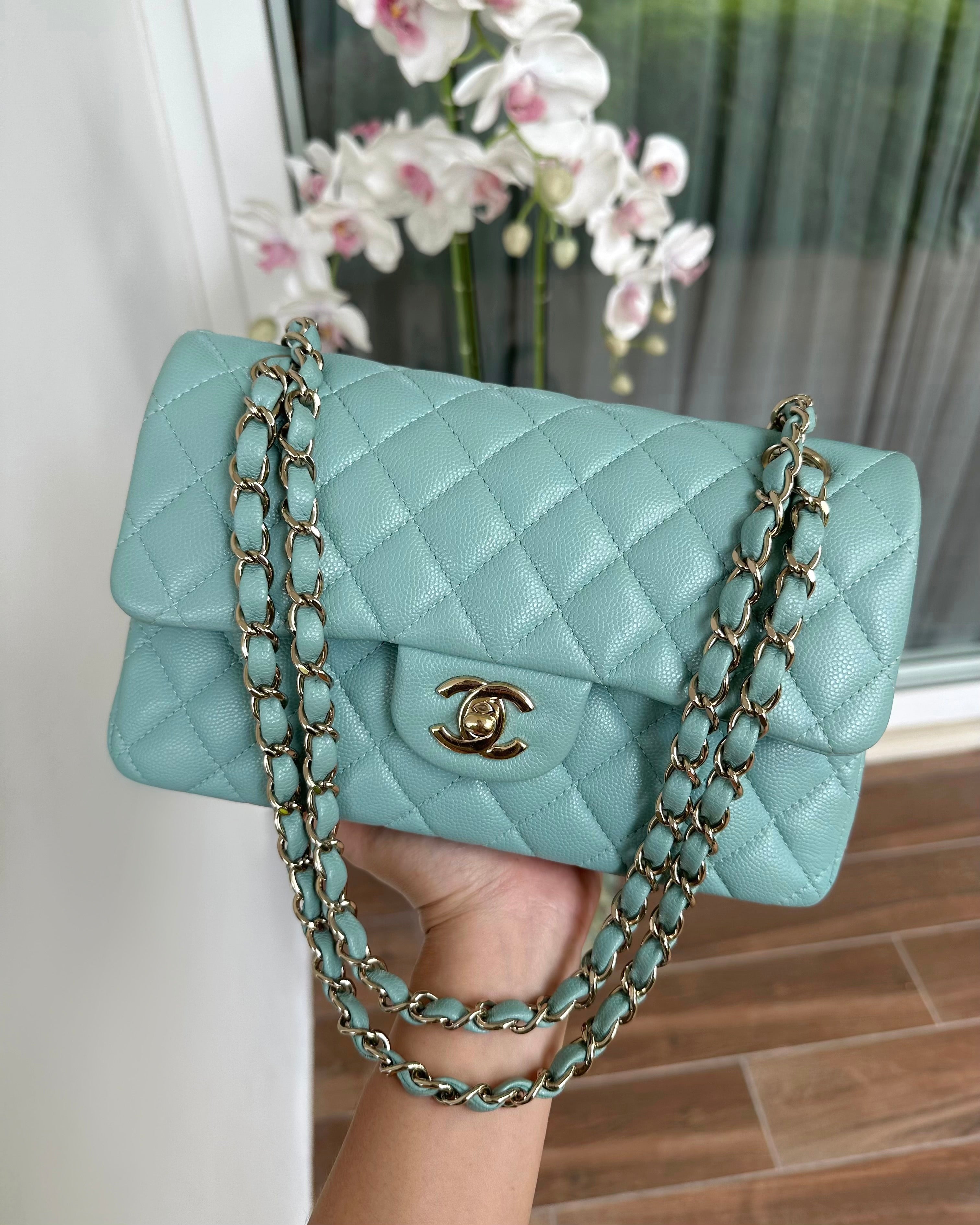 Tiffany Blue Quilted Silver Flap Bag