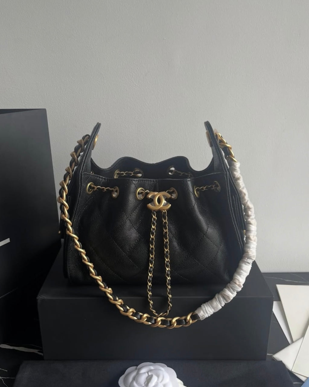 Black Leather Small 25cm Hobo Bag