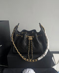 Black Leather Small 25cm Hobo Bag