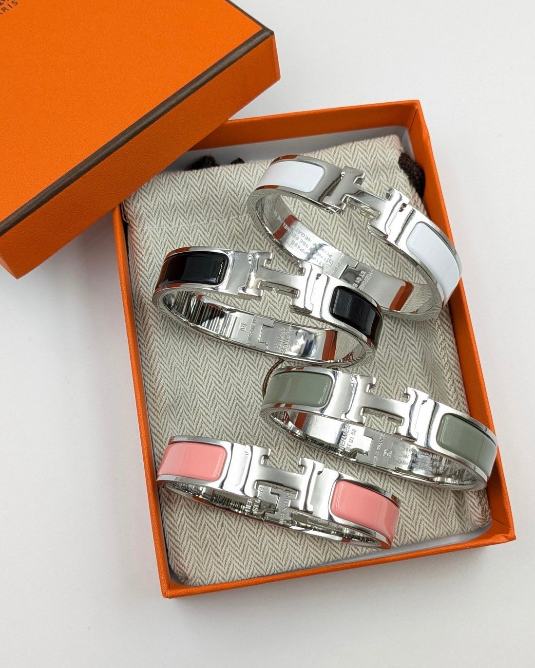 H Silver Enamel Bangle