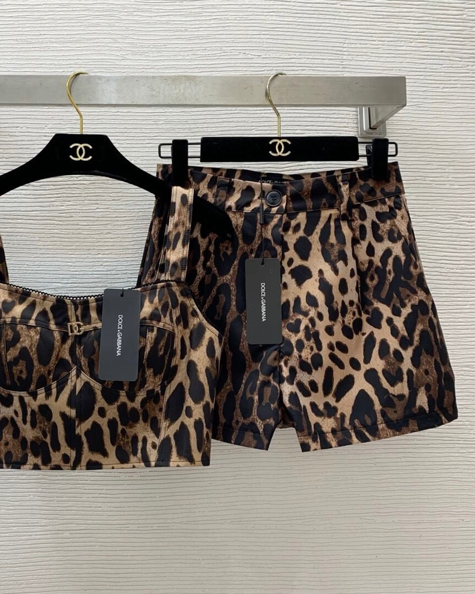 Leopard Print Top & Shorts Set