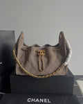 Beige Suede Mini 20cm Hobo Bag