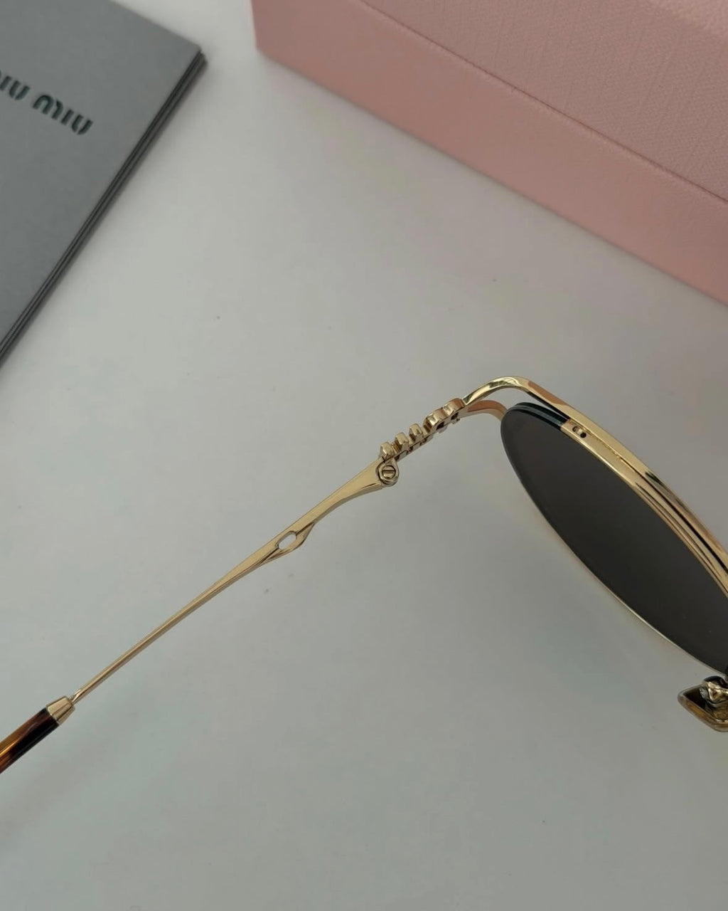 Gold Metal Oval Frame Sunglasses (with case and box)