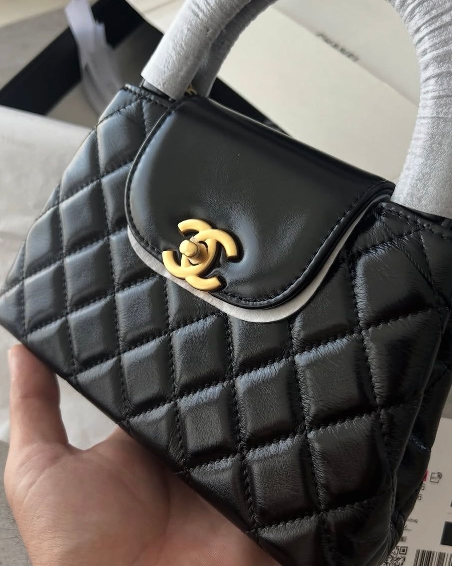Black Mini Shopping Bag with Chain Strap