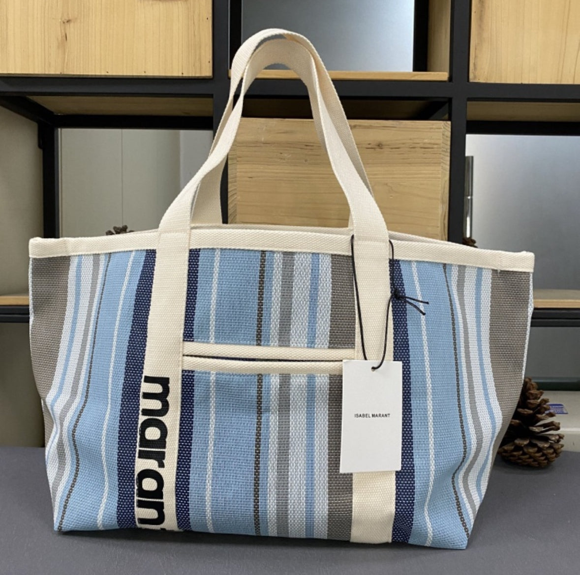 Marant Patterned Canvas Large Beach Tote Bag