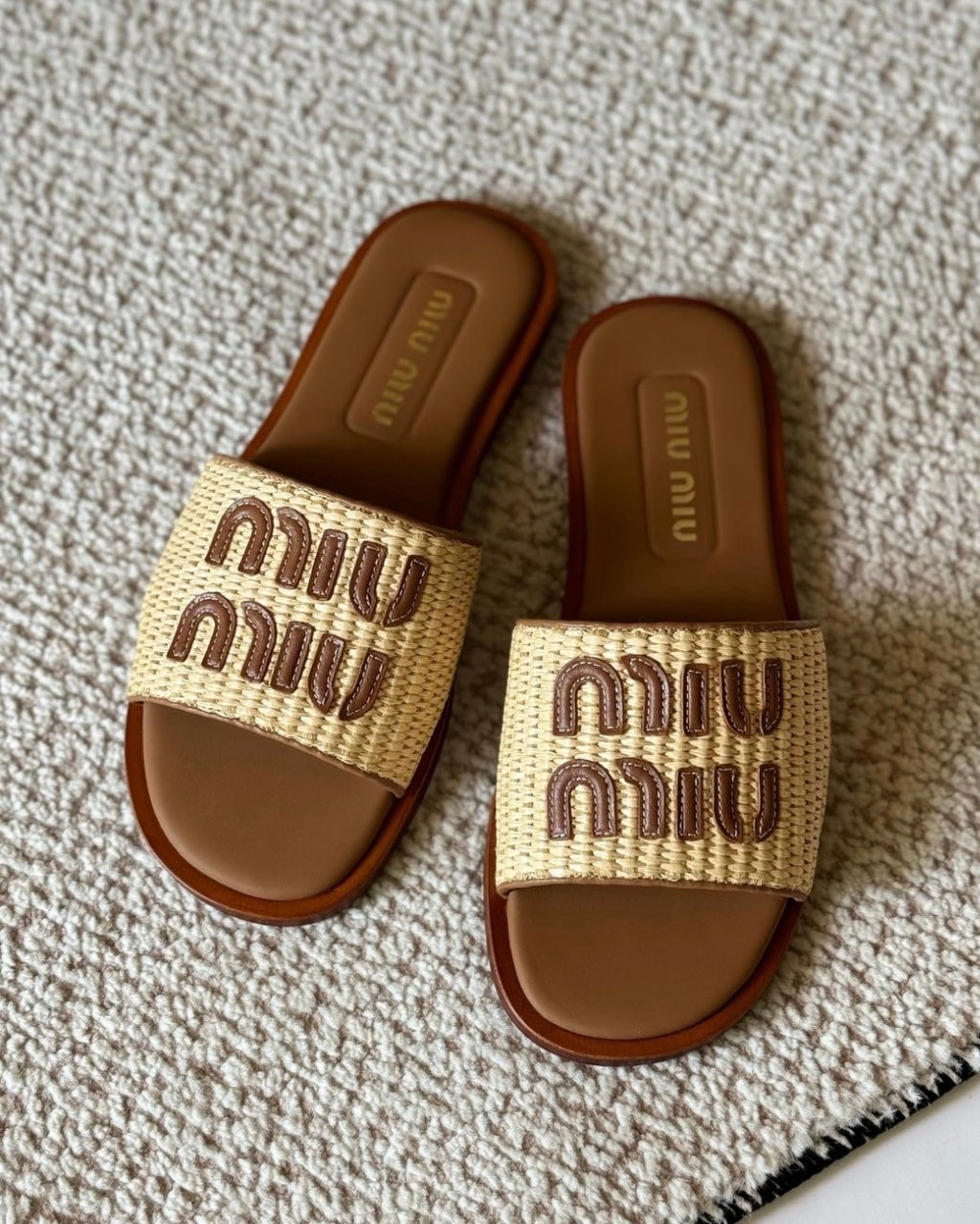 Leather detail rattan woven sandals
