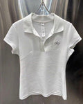 White Open Collar Relaxed Tee