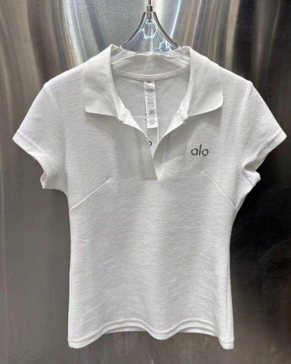 White Open Collar Relaxed Tee
