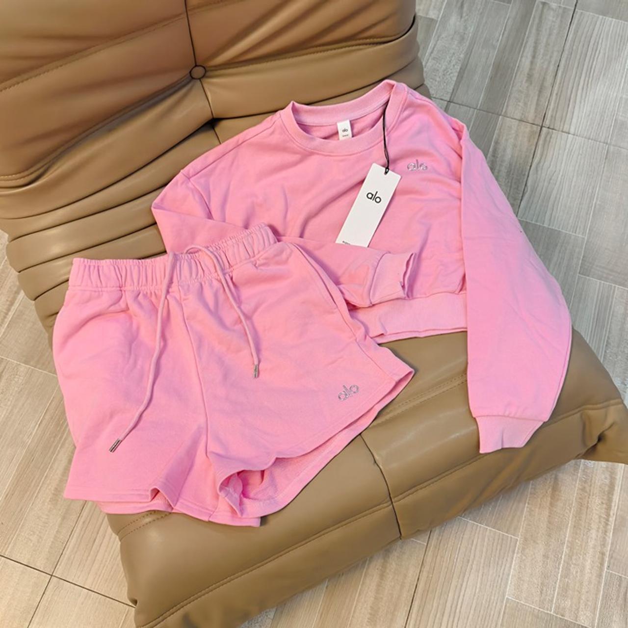 Pink Cropped Hoodie & Shorts Set