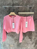Pink Cropped Hoodie & Shorts Set